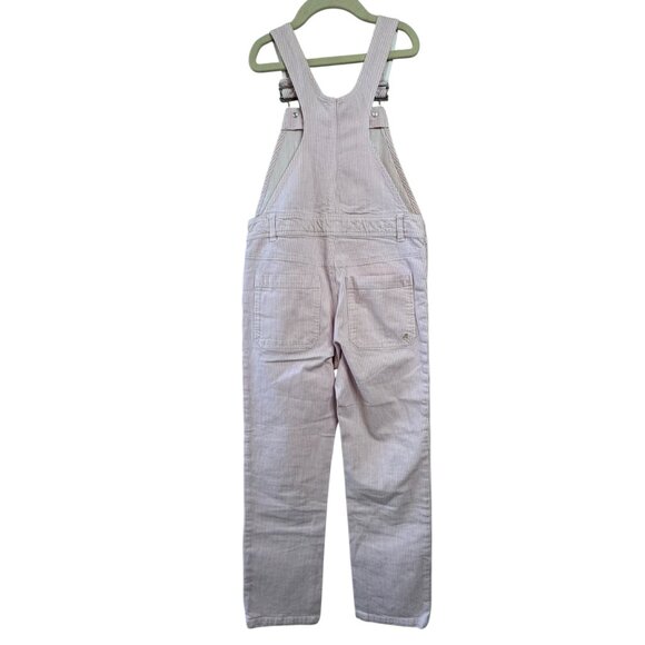 BONPOINT Pale Pink Stripe Overalls Girls 8 Stretch Cotton Bib Dungarees Classic - Picture 2 of 9